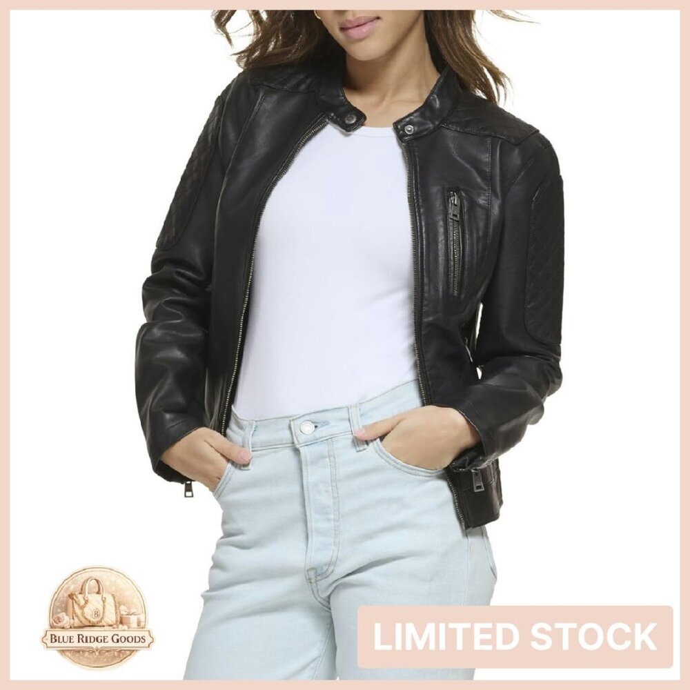 Faux Leather Motocross Racer Jacket Chic Edgy Classic Retro Y2K Style